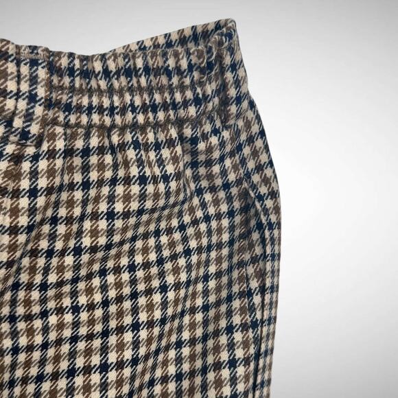 Aquascutum Houndstooth Checked Wool Brown Trousers Pants Size 12 Women's Twee‎ - Picture 6 of 12